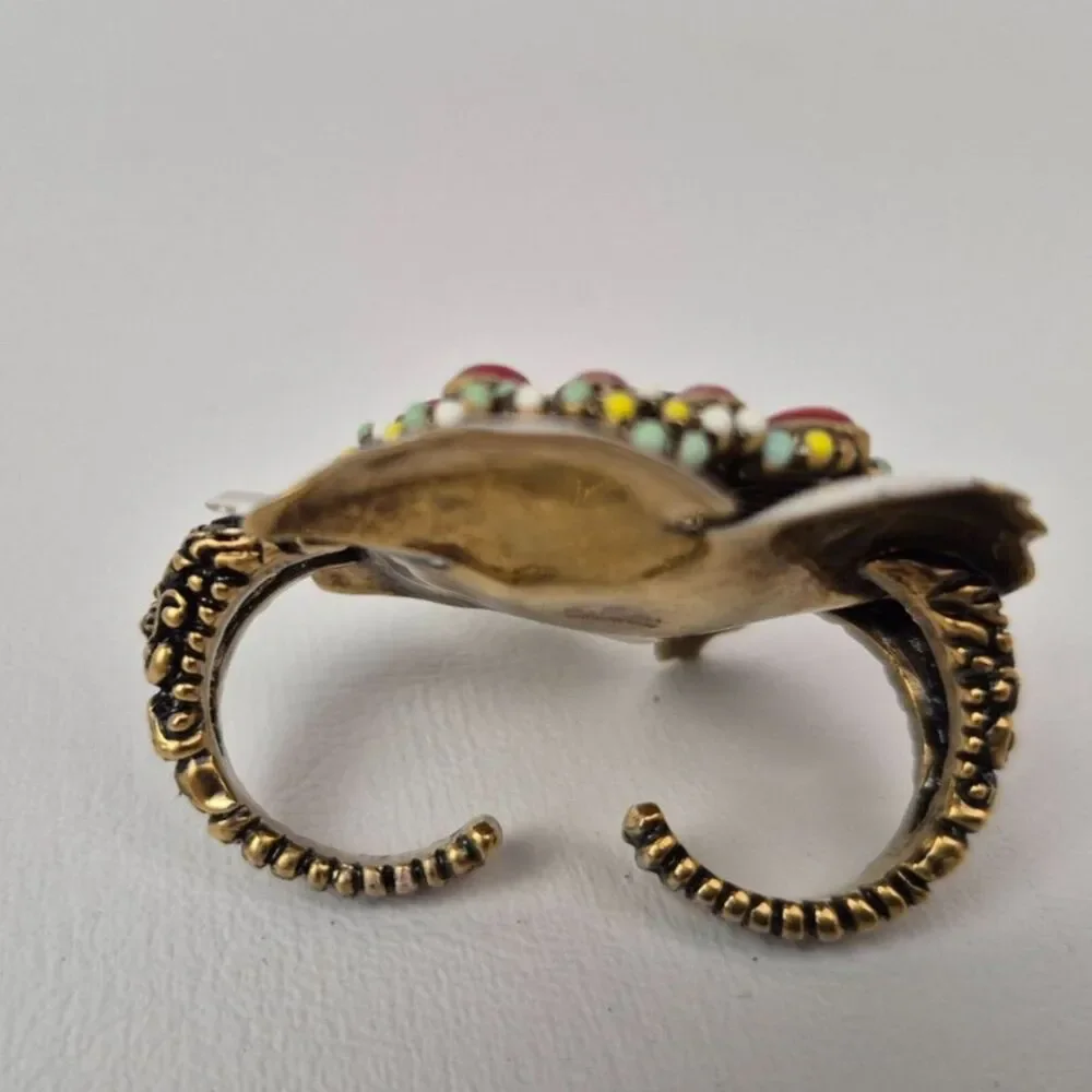 Gucci Enamel Flower Multi-Finger Cocktail Ring Size Medium - Picture 3 of 6